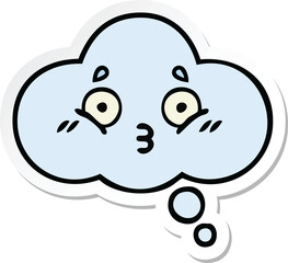 sticker of a cute cartoon thought bubble
