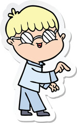 sticker of a cartoon boy wearing spectacles
