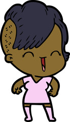 Obraz premium cartoon happy hipster girl