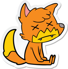 sticker of a cartoon dead fox