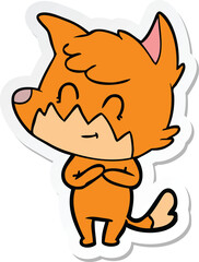 sticker of a cartoon friendly fox