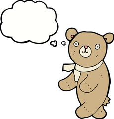cute cartoon teddy bear with thought bubble