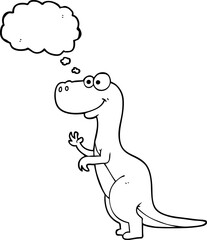 freehand drawn thought bubble cartoon dinosaur