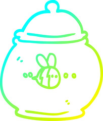cold gradient line drawing of a cartoon honey pot