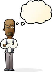 cartoon annoyed old man with thought bubble