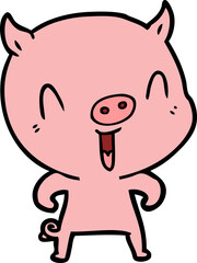 happy cartoon pig