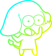 cold gradient line drawing of a cute cartoon elephant