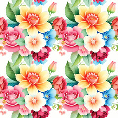 Floral shape watercolor seamless pattern.