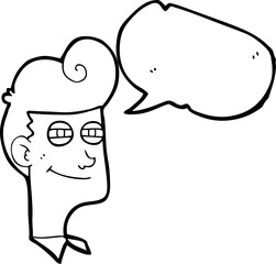 freehand drawn speech bubble cartoon smiling man