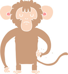 flat color style cartoon monkey scratching