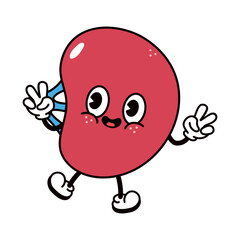 Jumping Spleen character. Vector hand drawn traditional cartoon vintage, retro, kawaii character illustration icon. Isolated on white background. Spleen jump character concept