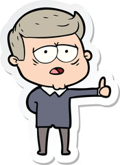 sticker of a cartoon tired man