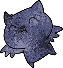 freehand drawn textured cartoon of cute kawaii bat