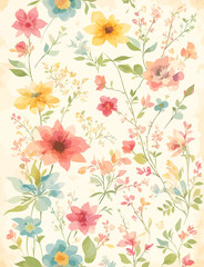Vintage floral background with flowers (Generative AI)
