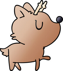 gradient cartoon illustration of  kawaii cute deer