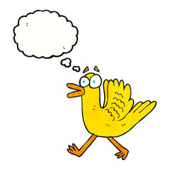 freehand drawn thought bubble textured cartoon flapping duck