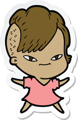Fototapeta premium sticker of a cute cartoon girl with hipster haircut