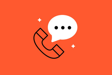 Vector telephone illustration in flat design style, geometric contact icon.