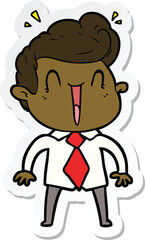 sticker of a cartoon excited man