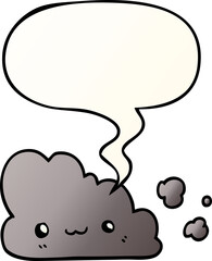 cute cartoon cloud with speech bubble in smooth gradient style