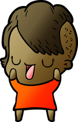 cute cartoon girl with hipster haircut
