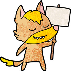fox cartoon character with protest sign