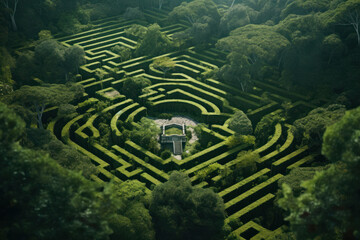 green maze in forest jungle generative ai