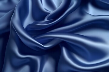 Fototapeta premium Blue silk, close up view. Beautiful illustration picture. Generative AI