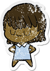 distressed sticker of a cartoon woman