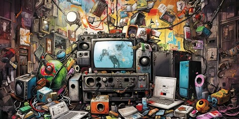 Digital media artwork conception. Beautiful illustration picture. Generative AI