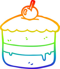 rainbow gradient line drawing of a cartoon cake
