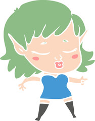 pretty flat color style cartoon elf girl