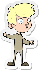 sticker of a cartoon curious boy