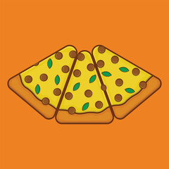 cartoon cheese pizza three slice icon, vector illustration eps, easy to use again, for logo, mascot