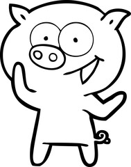 cheerful pig cartoon