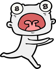cartoon weird alien running away