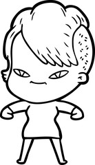 Obraz premium cute cartoon girl with hipster haircut