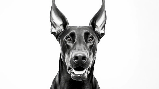 GeneratGenerative ai illustration of  hungry black dobberman