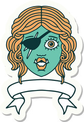 sticker of a orc rogue character face with banner