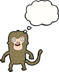 cartoon monkey with thought bubble