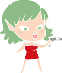 pretty flat color style cartoon girl with ray gun