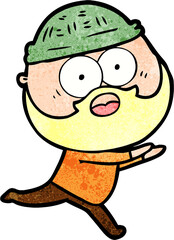 Naklejka premium cartoon bearded man running away