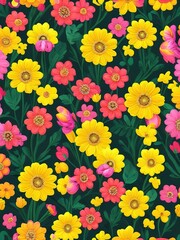 Seamless pattern with flowers and mushrooms. Pattern of roses. Generative A.I