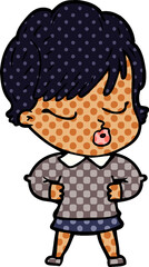 cartoon woman with eyes shut