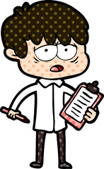 cartoon exhausted boy