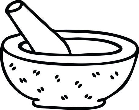 recommend clip art: line drawing quirky cartoon pestle and mortar
