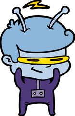 shy cartoon spaceman