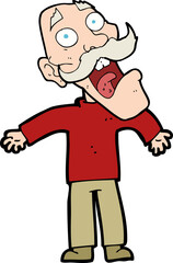 cartoon terrified old man