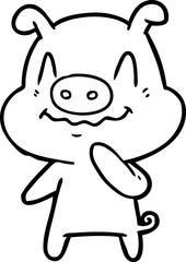 nervous cartoon pig