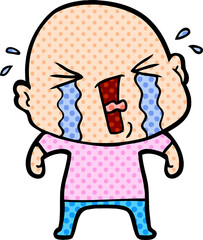 cartoon crying bald man
